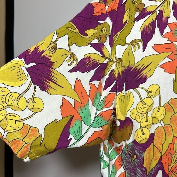 DANIEL HECHTER Unisex Tropical Short Sleeve Button Down Shirt White Size Large - Picture 5 of 14